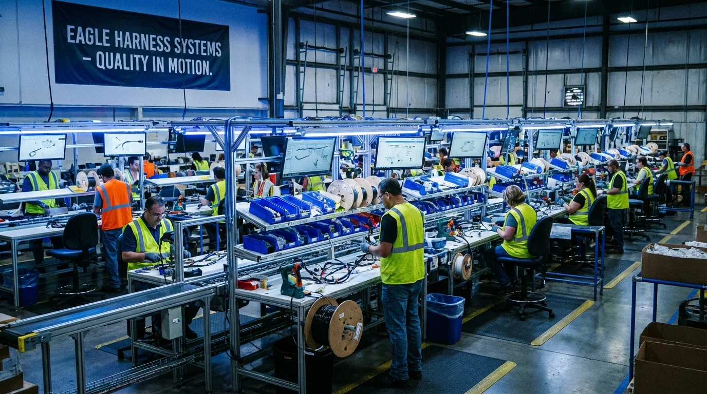 Factory Production Line with Workers